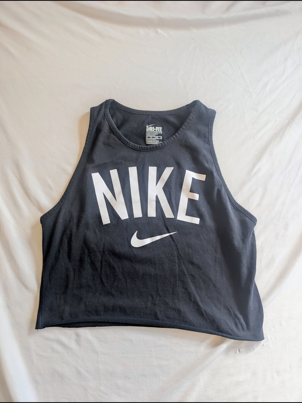 Nike Black Crop Tank with White Logo